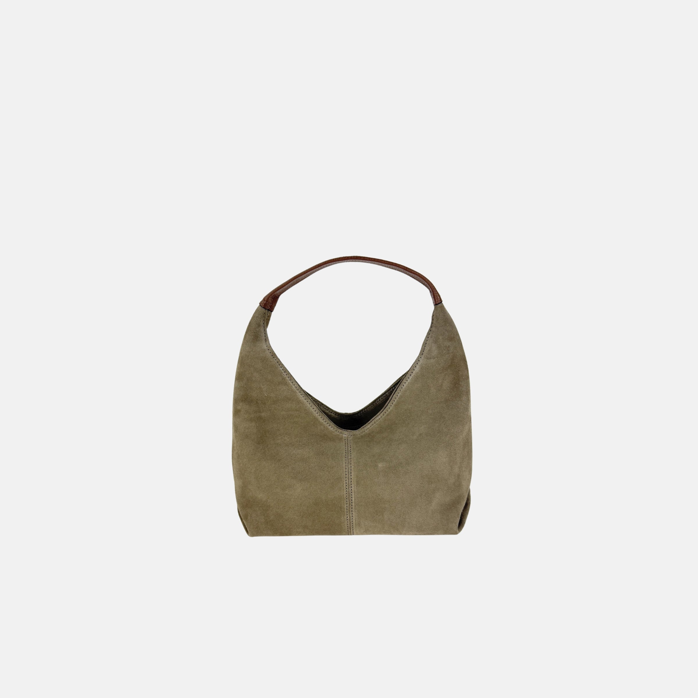 Gianni Notaro Small Suede Shoulder Bag in Taupe - Big Bag NY