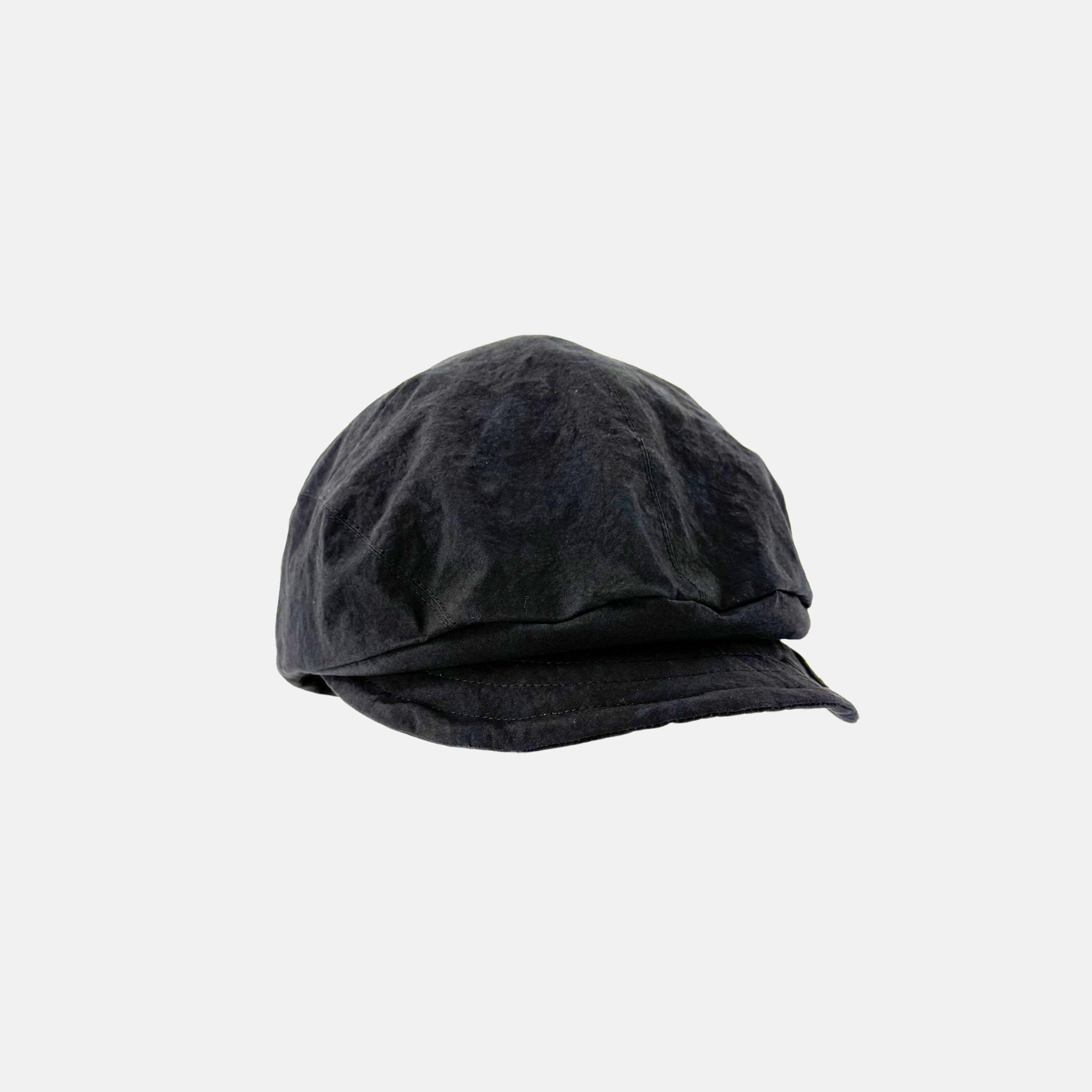 QUIHNO Linen and Nylon Sun and Rain Flat Cap Black - Big Bag NY
