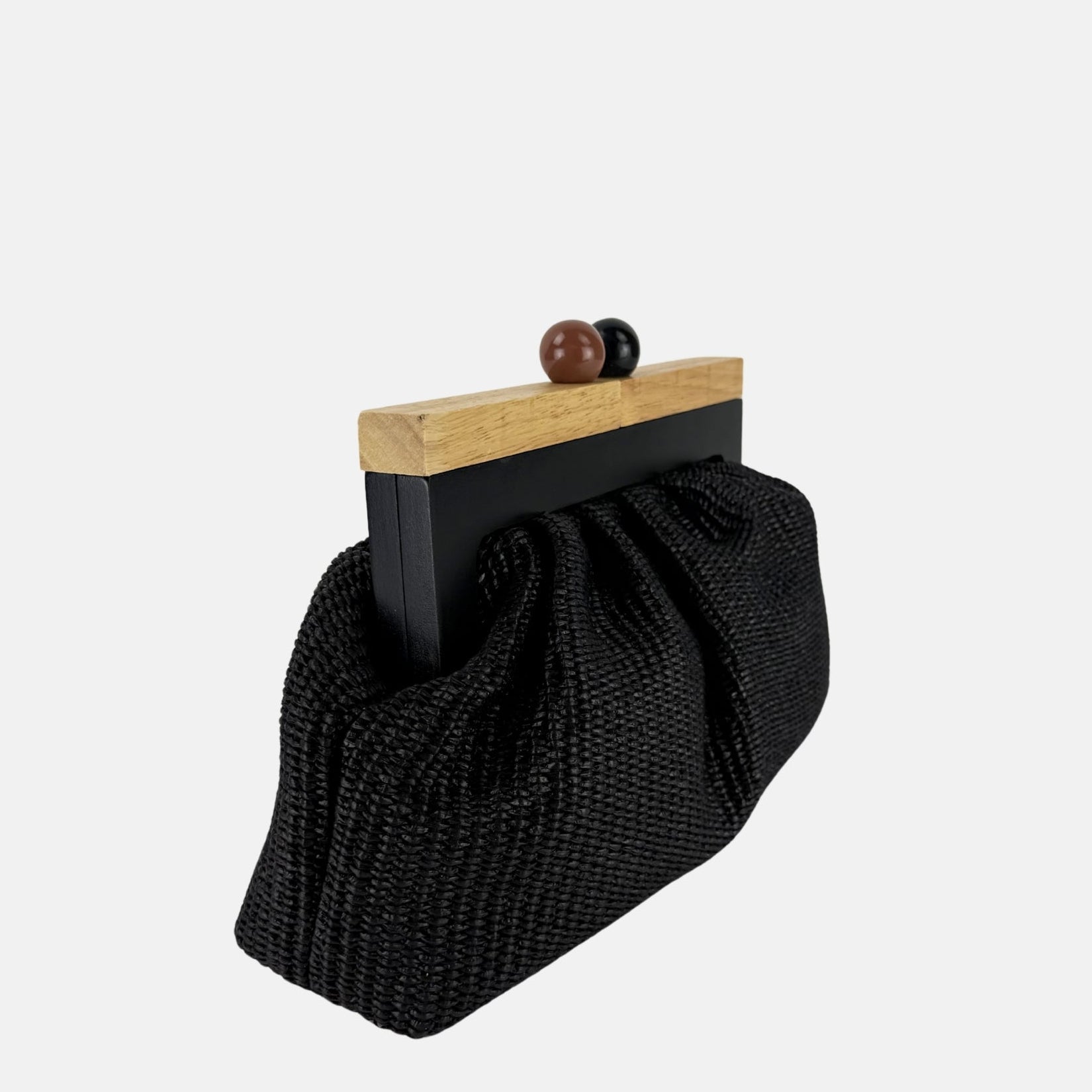 Caterina Bertini Large Bamboo Frame Clutch in Black - Big Bag NY