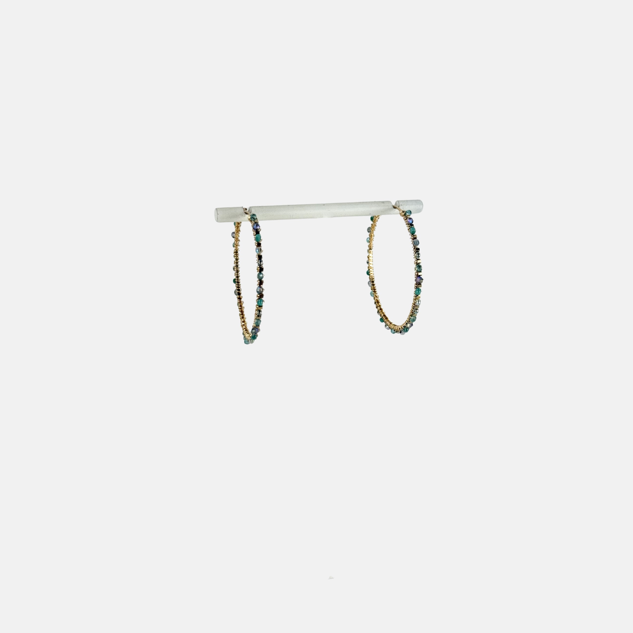 Dana Kellin Abalone Mix Beaded Hoop Earrings - Big Bag NY