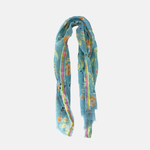 Storiatipic Becky Linen Scarf with Jacquard Lining in Turquoise - Big Bag NY