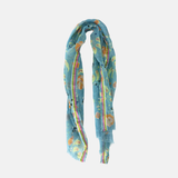 Storiatipic Becky Linen Scarf with Jacquard Lining in Turquoise - Big Bag NY
