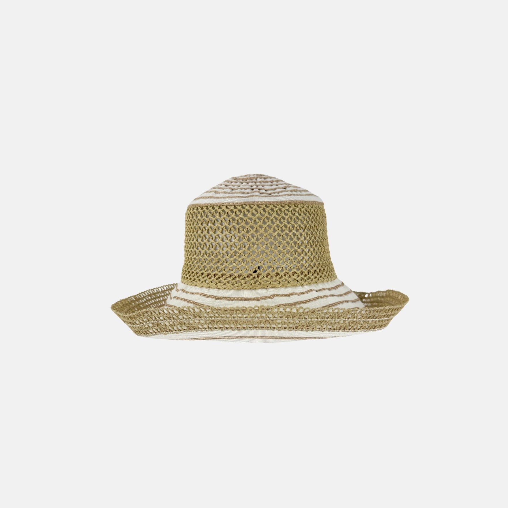 Grevi Raffia Mesh Foldable Floppy Hat in Beige - Big Bag NY