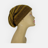 Oversized Cotton Beret Beanie in Mustard Yellow