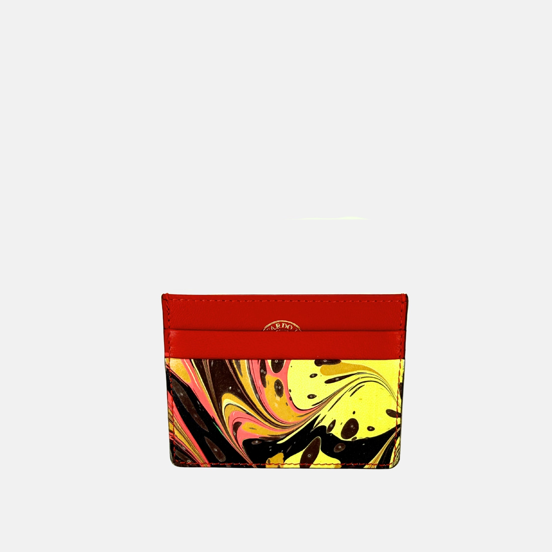 Riccardo Luci Marble Leather Credit Card Holder Red Mix - Big Bag NY