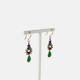 Le Fourbi de Capucine Floral Beaded Green Onyx Drop Earrings - Big Bag NY