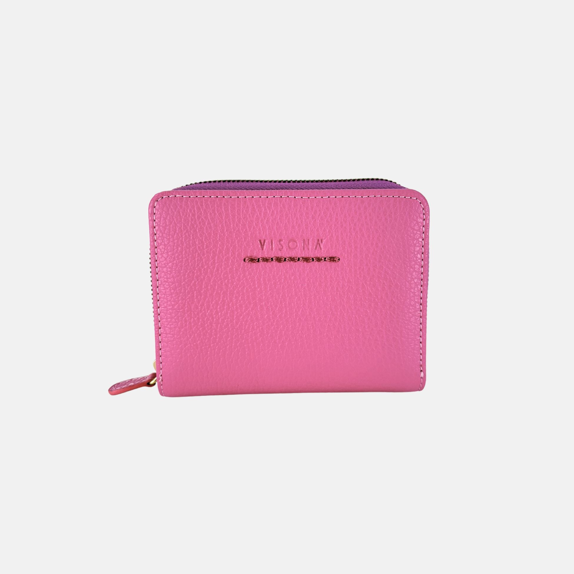 Visona Square Zip Around Wallet in Magenta - Big Bag NY