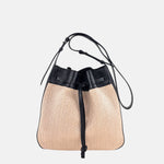 LORISTELLA Zoe Raffia and Leather Draw-String Tote - Big Bag NY
