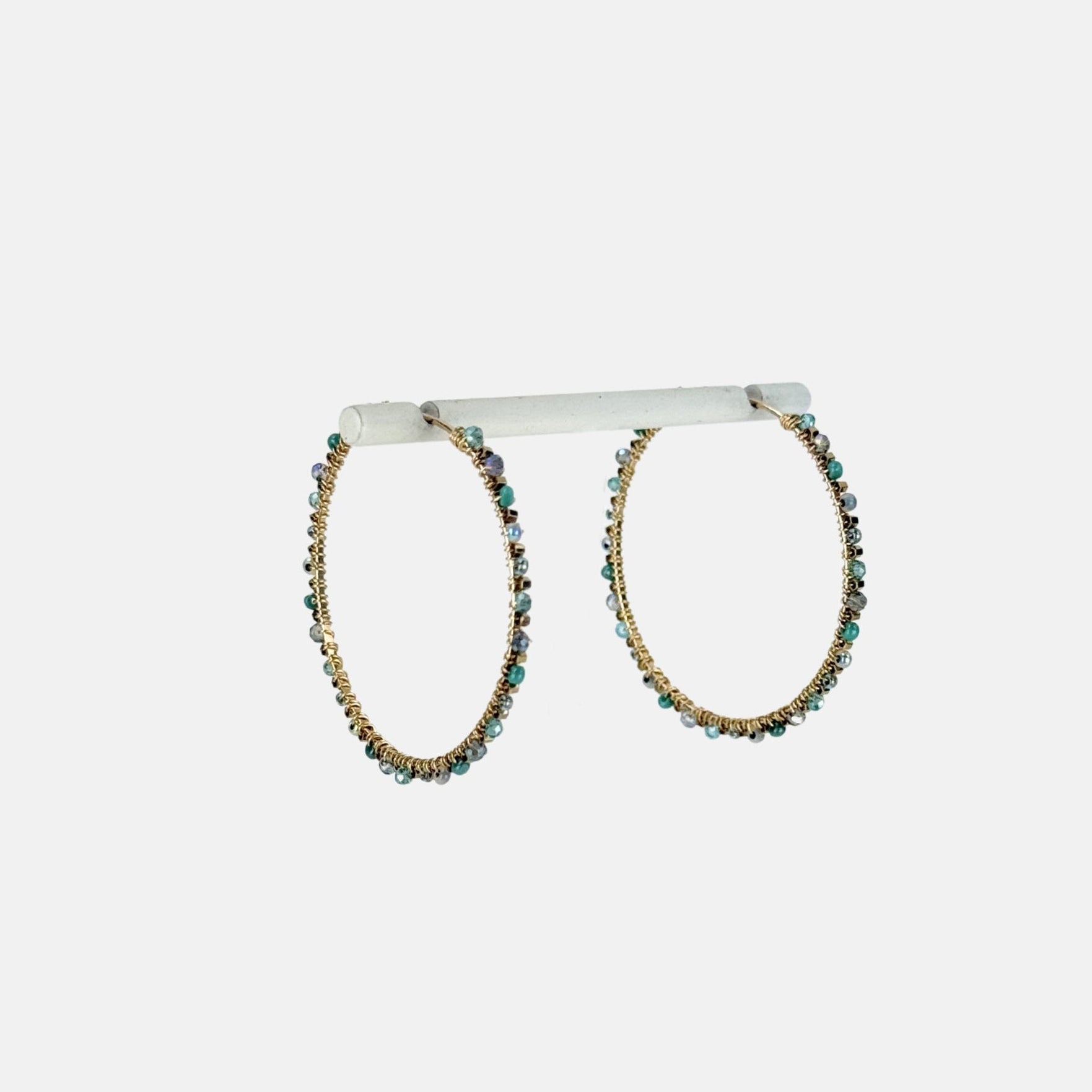 Dana Kellin Abalone Mix Beaded Hoop Earrings - Big Bag NY