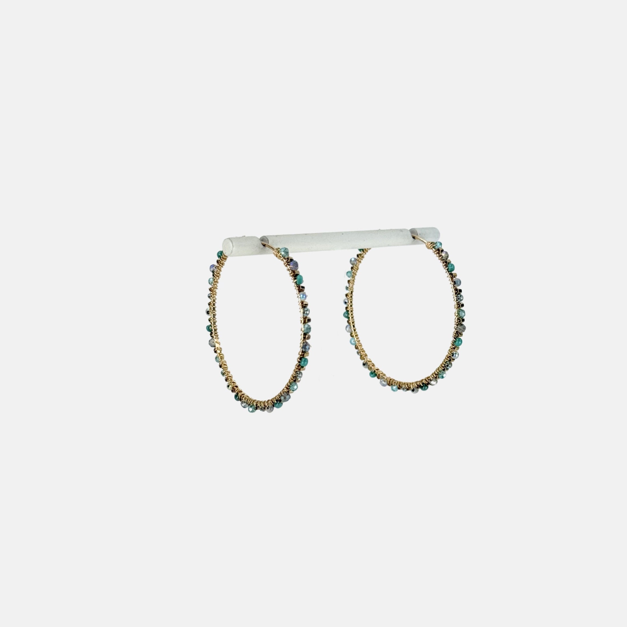Dana Kellin Abalone Mix Beaded Hoop Earrings - Big Bag NY