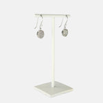 Ithil Oval White Druzy Dangle Earrings in Silver - Big Bag NY