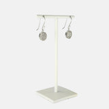 Ithil Oval White Druzy Dangle Earrings in Silver - Big Bag NY