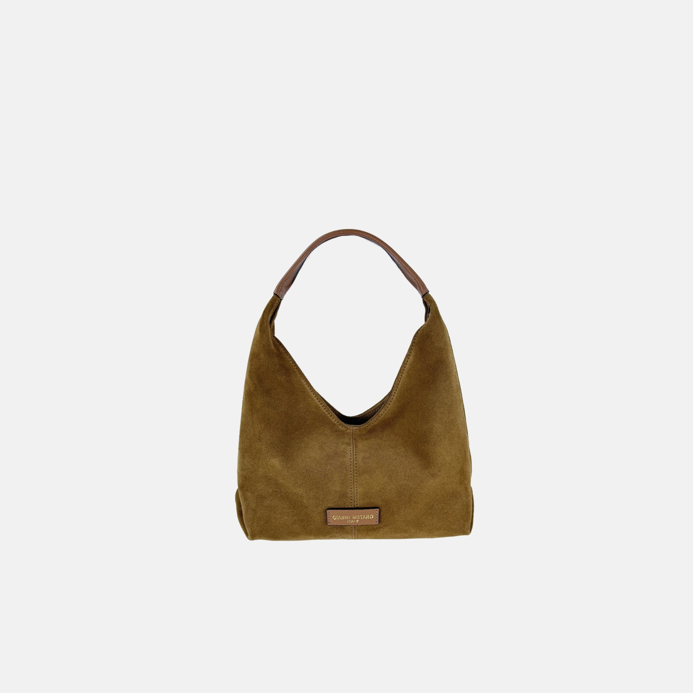 Gianni Notaro Small Suede Shoulder Bag in Brown - Big Bag NY