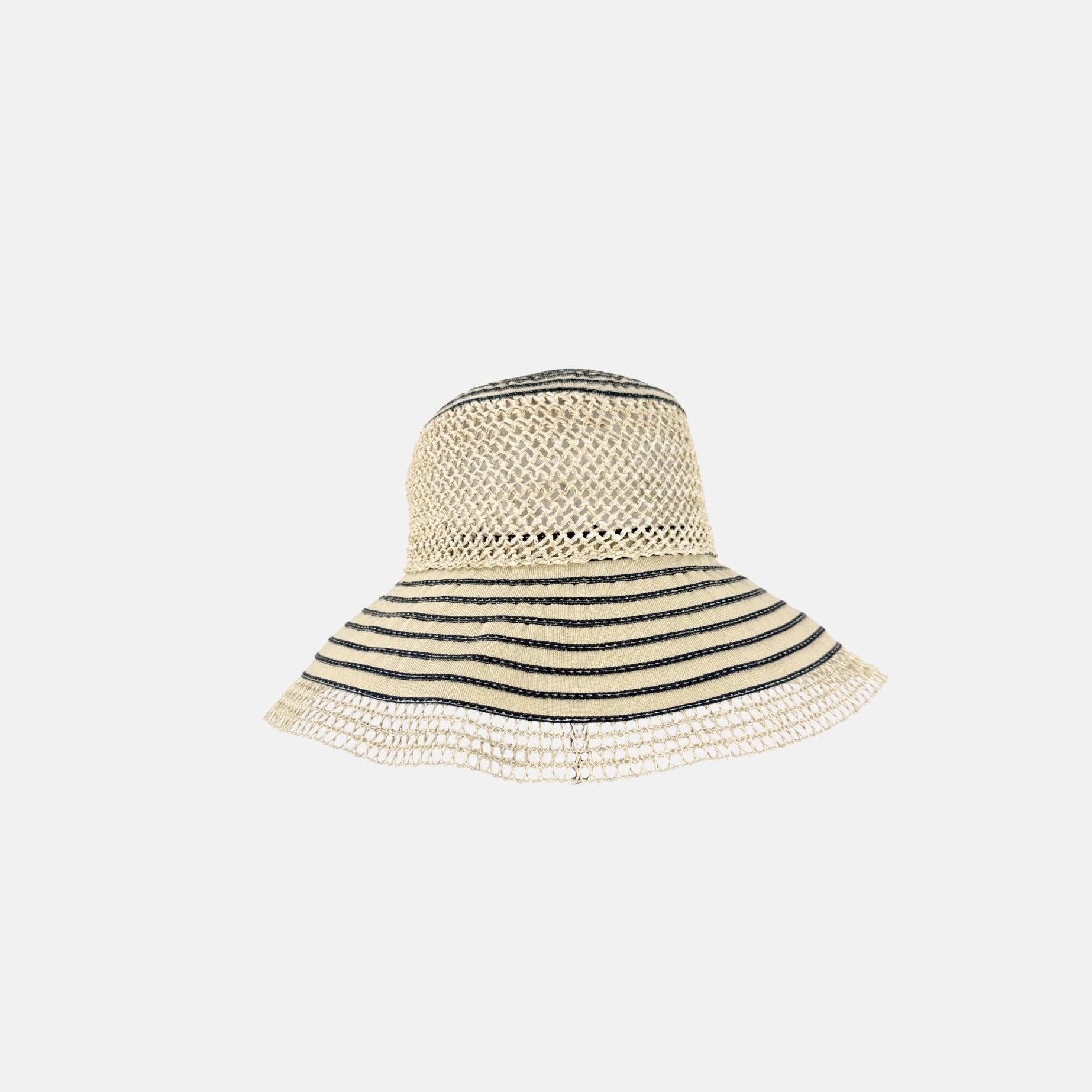 Grevi Raffia Mesh Foldable Floppy Hat in Navy - Big Bag NY