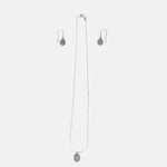 Ithil Oval White Druzy Necklace and Earrings in Silver - Big Bag NY