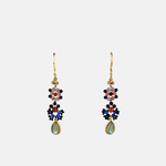 Le Fourbi de Capucine Long Floral Beaded Labradorite Drop Earrings - Big Bag NY