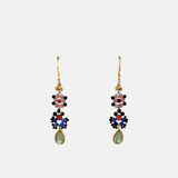 Le Fourbi de Capucine Long Floral Beaded Labradorite Drop Earrings - Big Bag NY