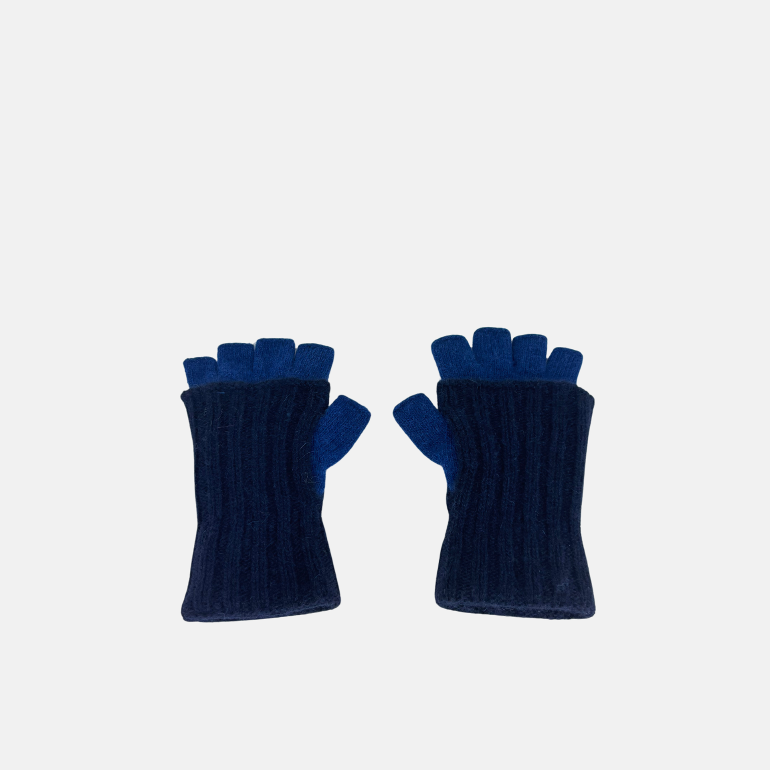 Wool Two Tone Fingerless Gloves