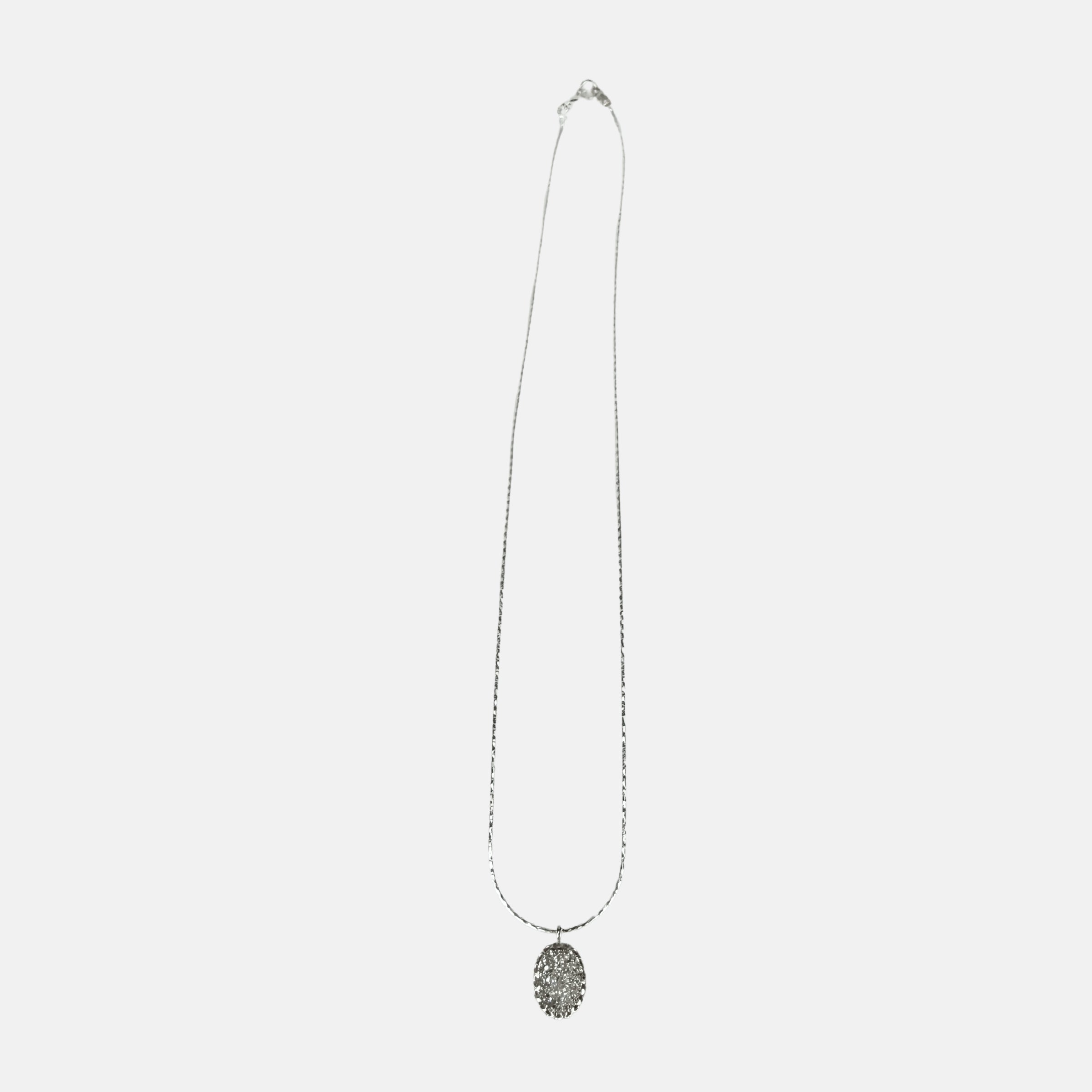 Ithil Oval White Druzy Necklace in Silver - Big Bag NY