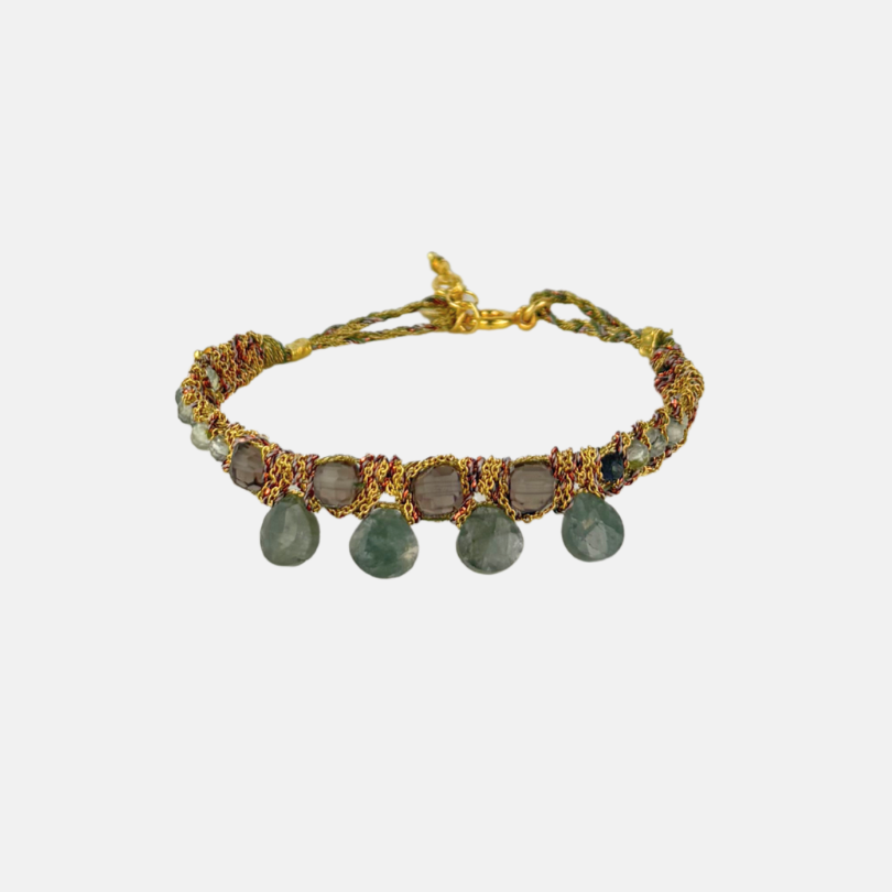 DAG Gioielli Candy Drop Bracelet with Smoky Quartz and Moss Agate Gemstones - Big Bag NY