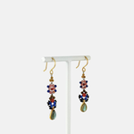 Le Fourbi de Capucine Long Floral Beaded Labradorite Drop Earrings - Big Bag NY
