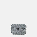 Caterina Bertini Small Crochet Flapover Shoulder Bag in Metallic Silver - Big Bag NY