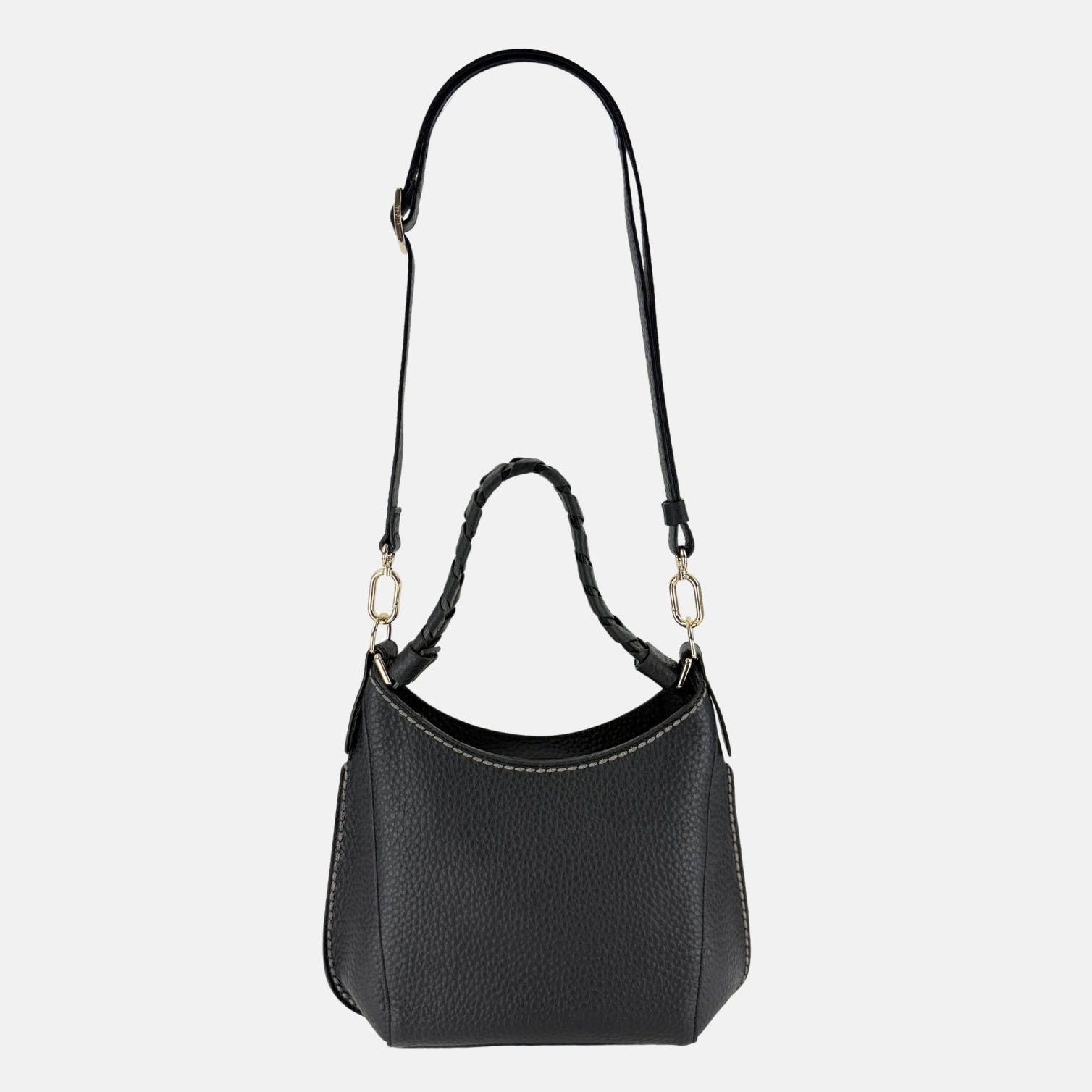 Plinio Visona Braided Top Handle Small Shoulder Bag in Black - Big Bag NY
