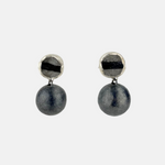Black and Silver Ball Drop Earrings in Tourmaline Quartz - Big Bag NY