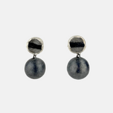 Black and Silver Ball Drop Earrings in Tourmaline Quartz - Big Bag NY
