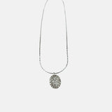 Ithil Oval White Druzy Necklace in Silver - Big Bag NY
