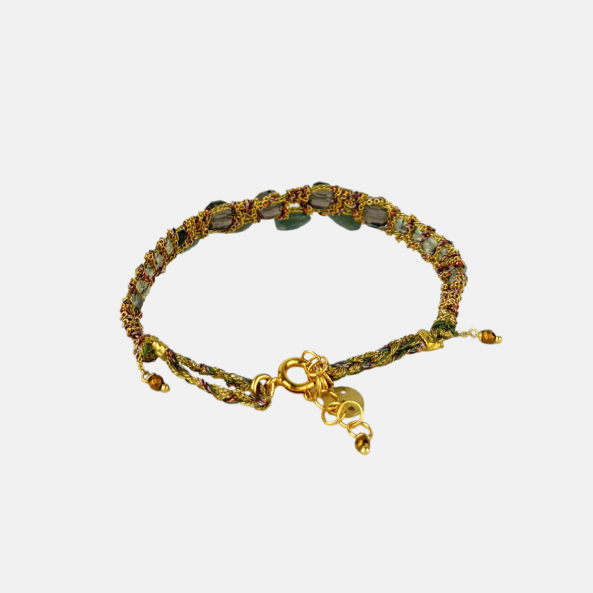 DAG Gioielli Candy Drop Bracelet with Smoky Quartz and Moss Agate Gemstones - Big Bag NY