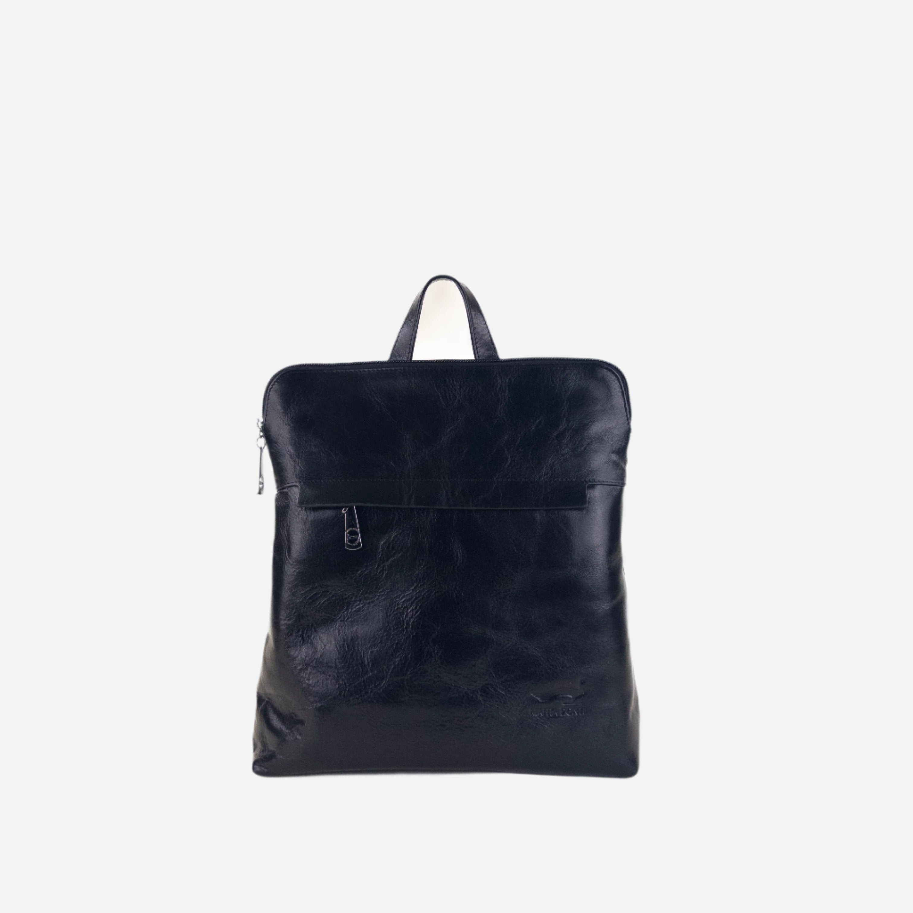 Black Marta Ponti Square Leather Backpack - Big Bag NY