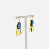 Large London Blue Topaz Drops with Dangling Gold Teardrop Tassels - Big Bag NY