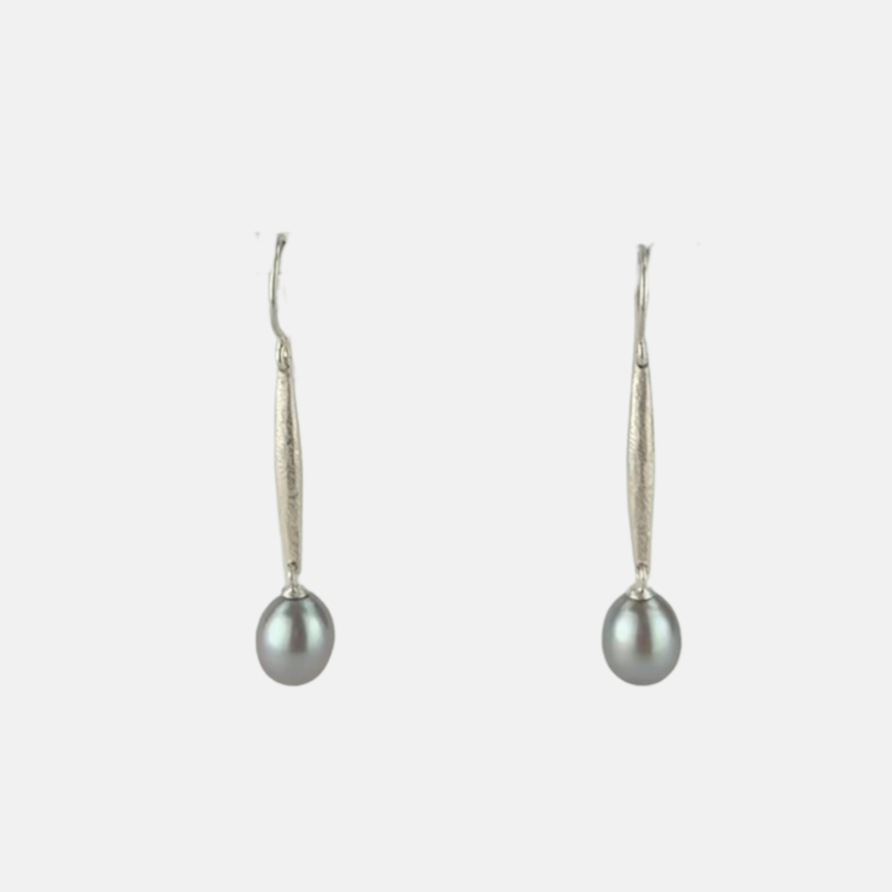 Heather Guidero Long Silver Tapers with Grey Pearl Earrings - Big Bag NY