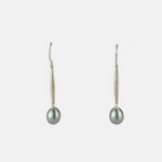 Heather Guidero Long Silver Tapers with Grey Pearl Earrings - Big Bag NY