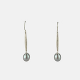 Heather Guidero Long Silver Tapers with Grey Pearl Earrings - Big Bag NY