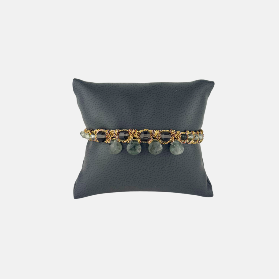 DAG Gioielli Candy Drop Bracelet with Smoky Quartz and Moss Agate Gemstones - Big Bag NY