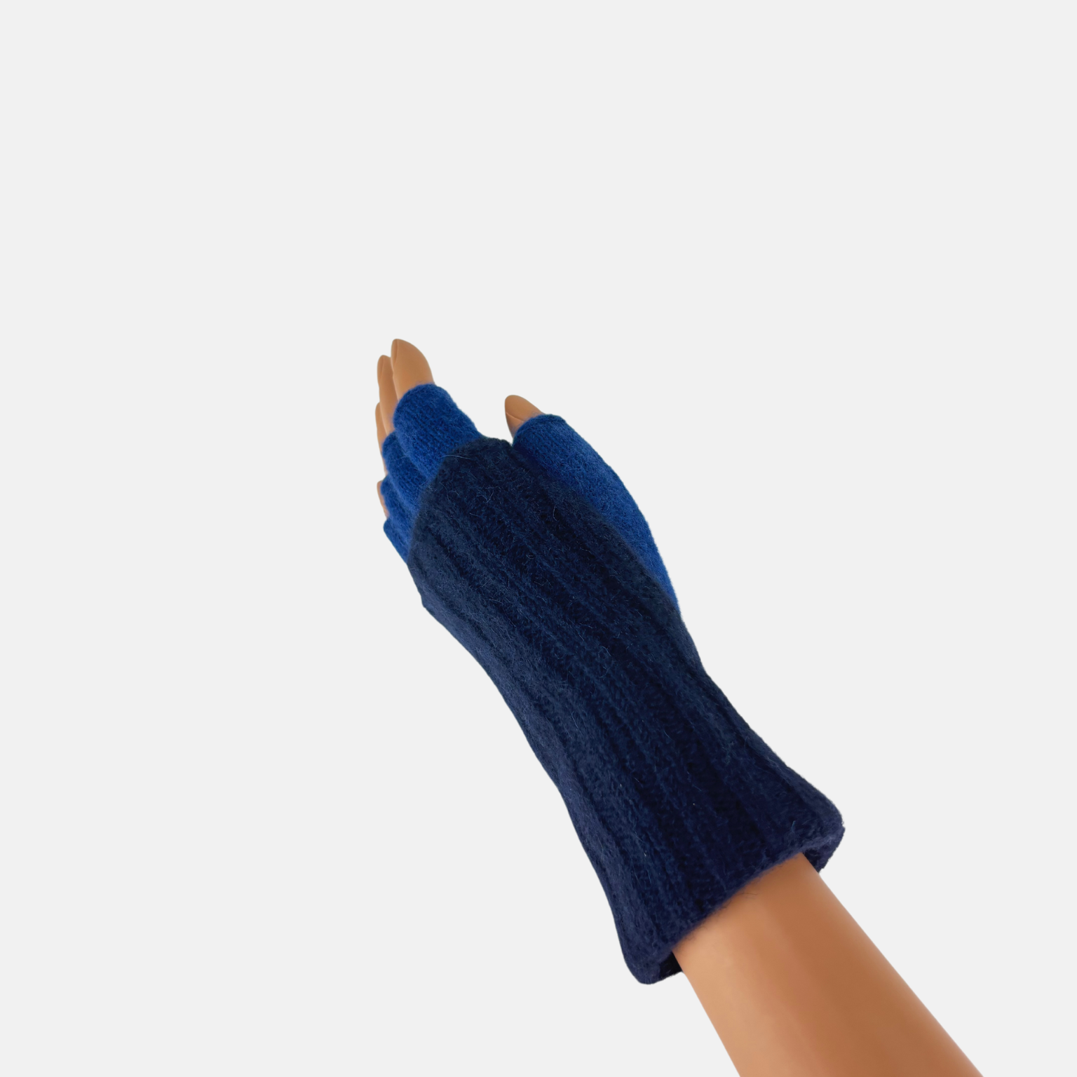Wool Two Tone Fingerless Gloves