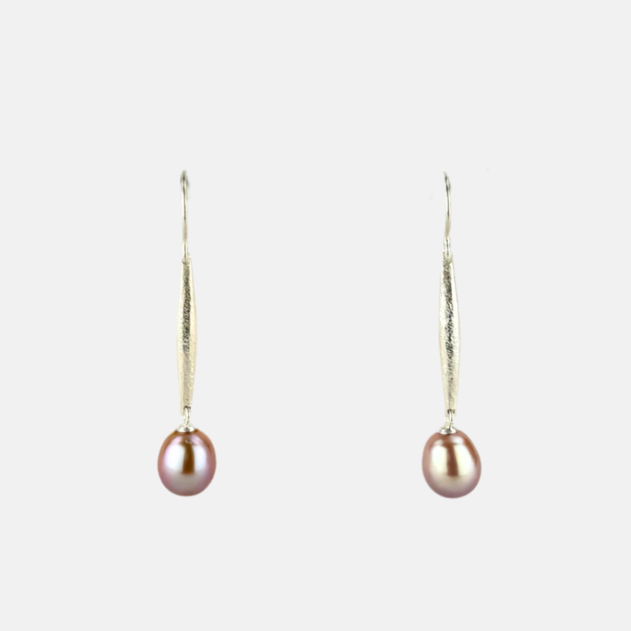 Heather Guidero Long Silver Tapers with Pink Pearl Earrings - Big Bag NY