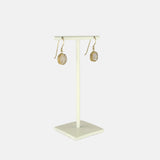 Ithil Oval White Druzy Dangle Earrings in Gold - Big Bag NY