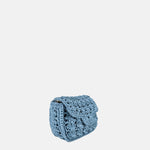 Caterina Bertini Small Crochet Flapover Shoulder Bag in Baby Blue - Big Bag NY