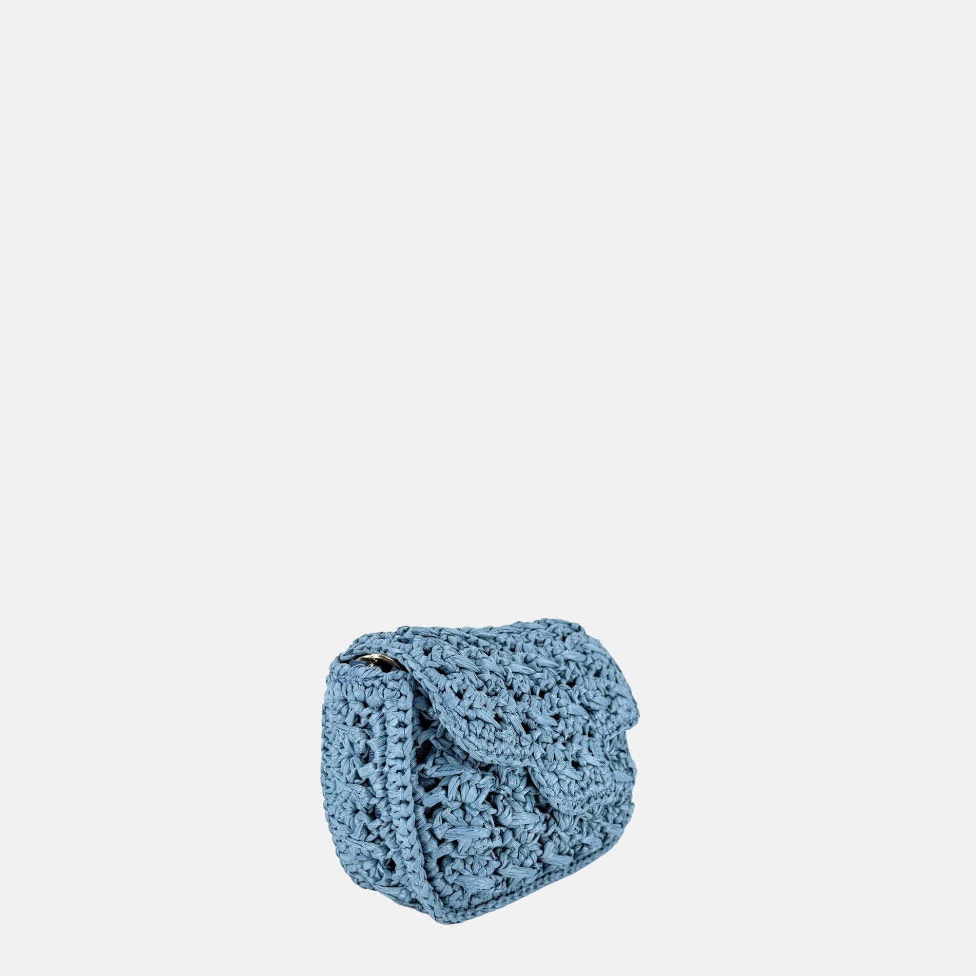 Caterina Bertini Small Crochet Flapover Shoulder Bag in Baby Blue - Big Bag NY