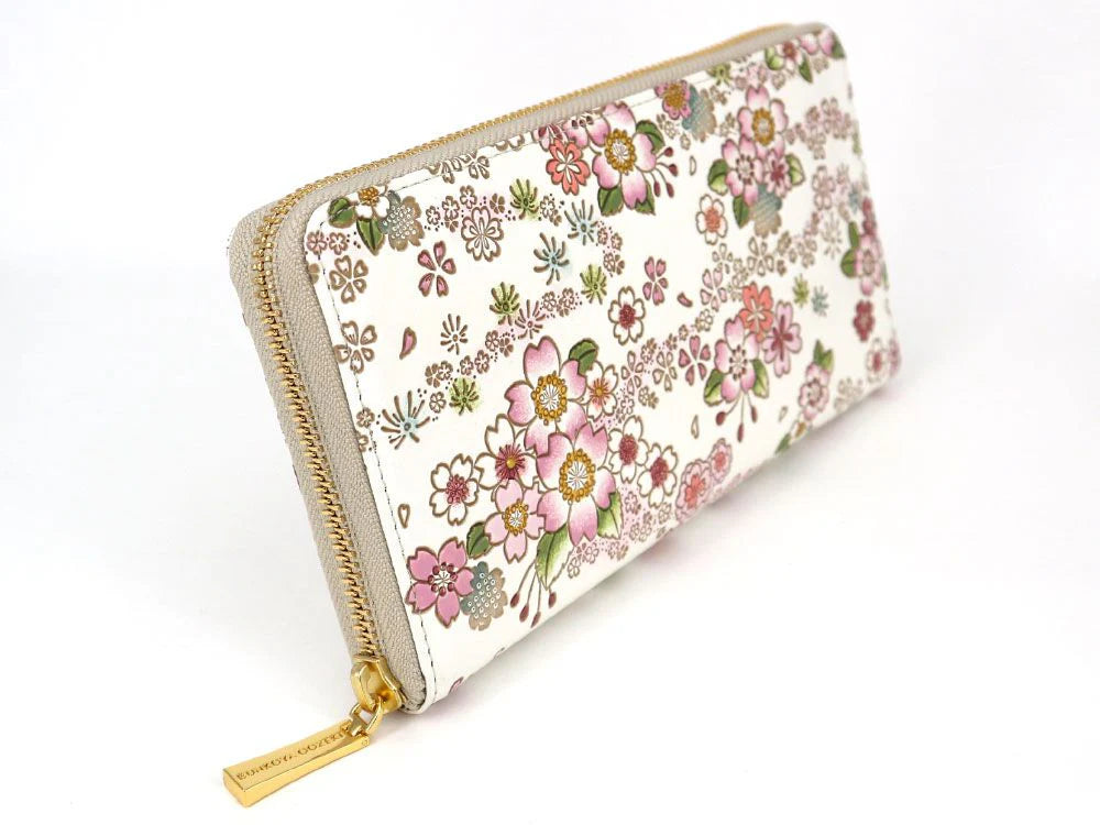 Dancing Cherry Blossoms Zippered Long Wallet - Big Bag NY