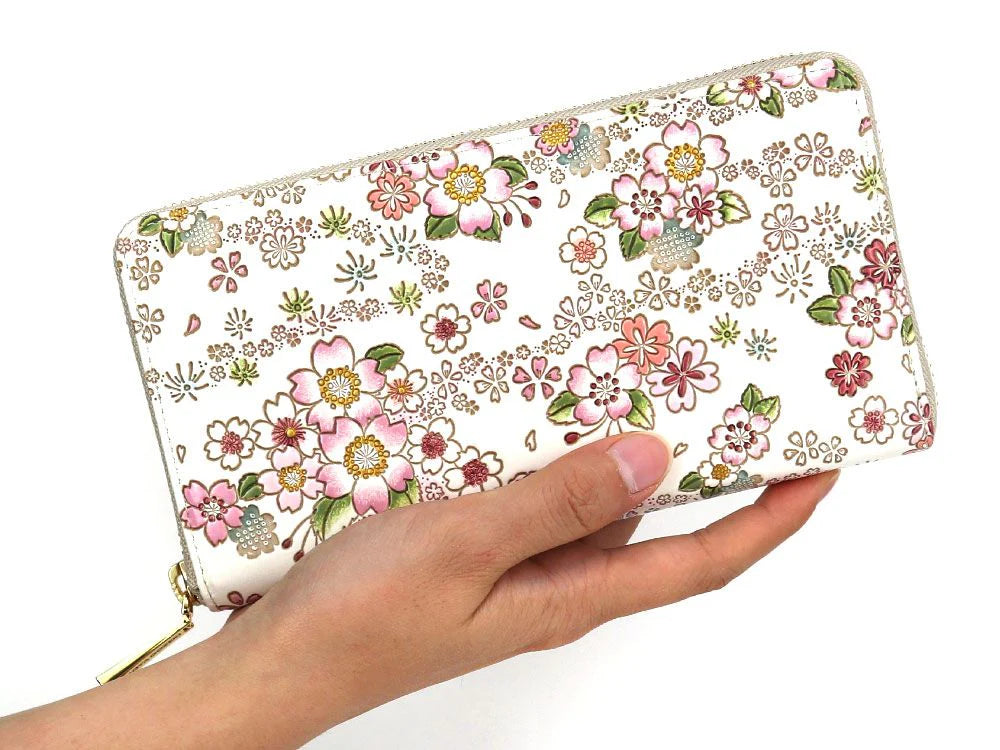 Dancing Cherry Blossoms Zippered Long Wallet - Big Bag NY