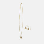 Ithil Oval White Druzy Necklace and Earrings in Gold - Big Bag NY