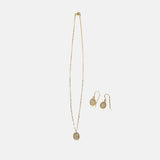 Ithil Oval White Druzy Necklace and Earrings in Gold - Big Bag NY