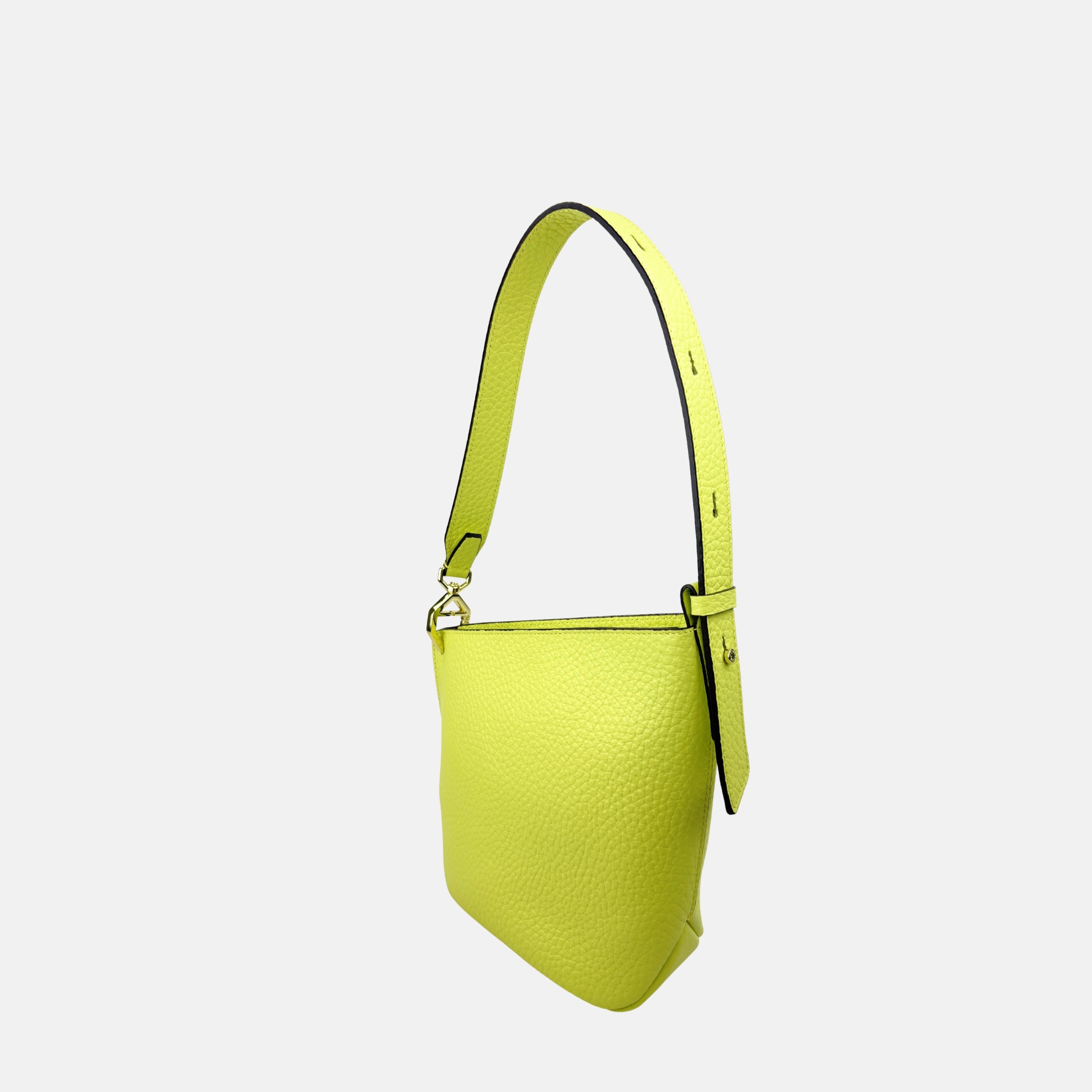 SS25 LORISTELLA Olivia Asymmetric Leather Handbag in Lime - Big Bag NY