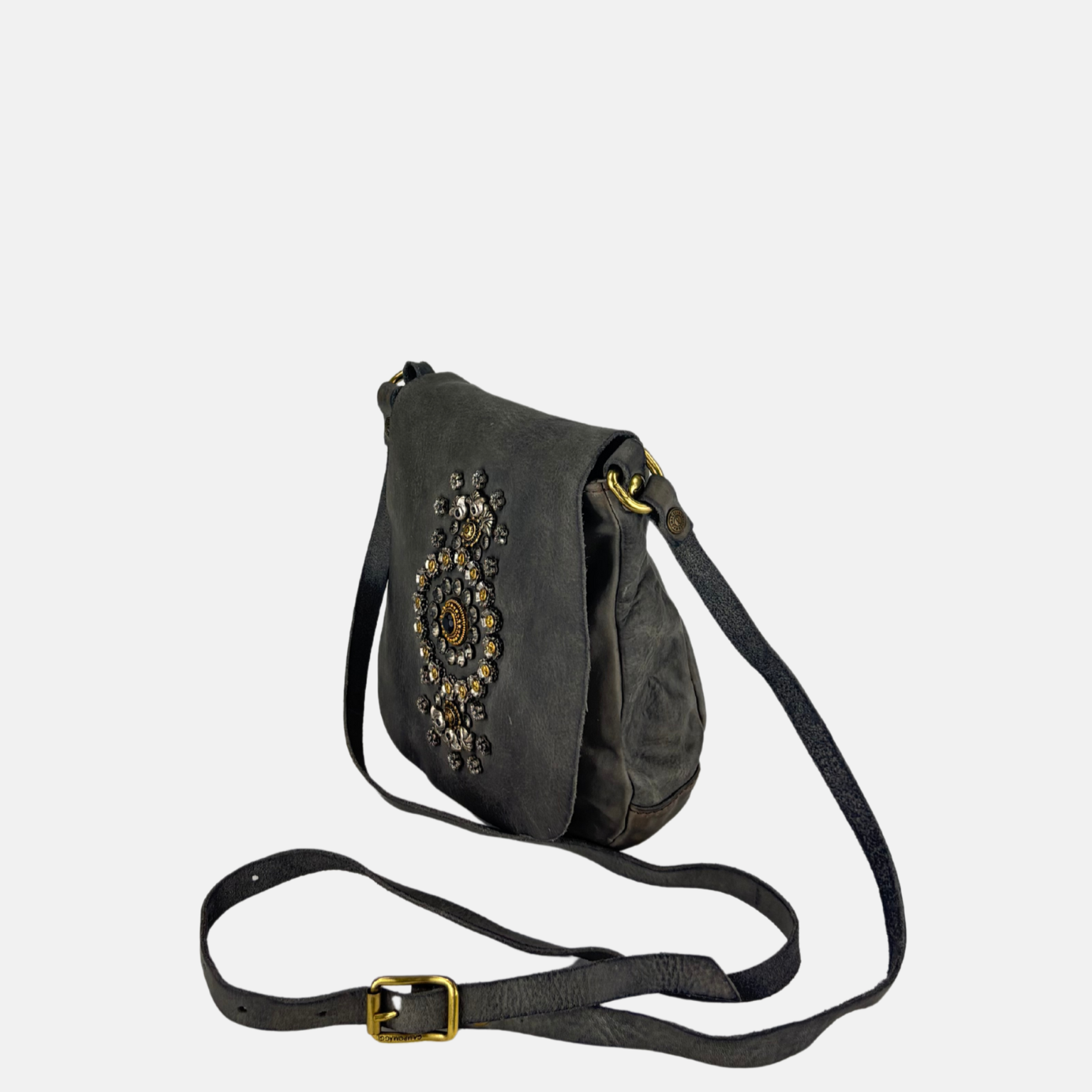 Campomaggi Giada Small Studded Flap Crossbody in Cement - Big Bag NY