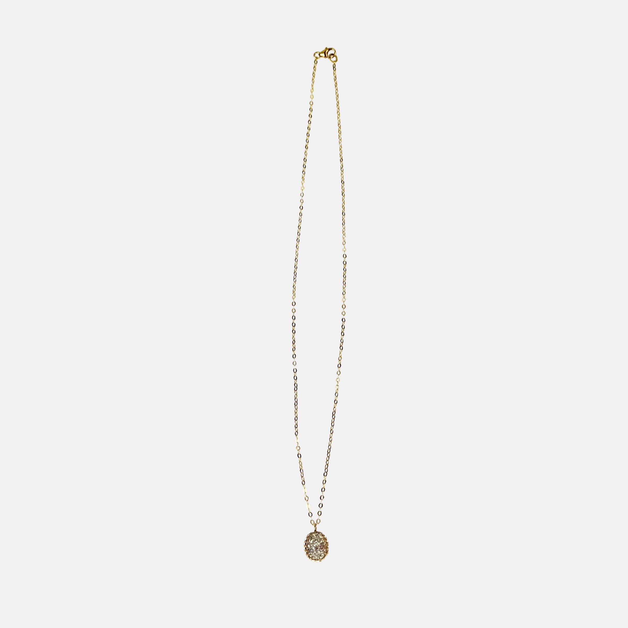 Ithil Oval White Druzy Necklace in Gold - Big Bag NY