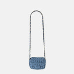 Caterina Bertini Small Crochet Flapover Shoulder Bag in Baby Blue - Big Bag NY